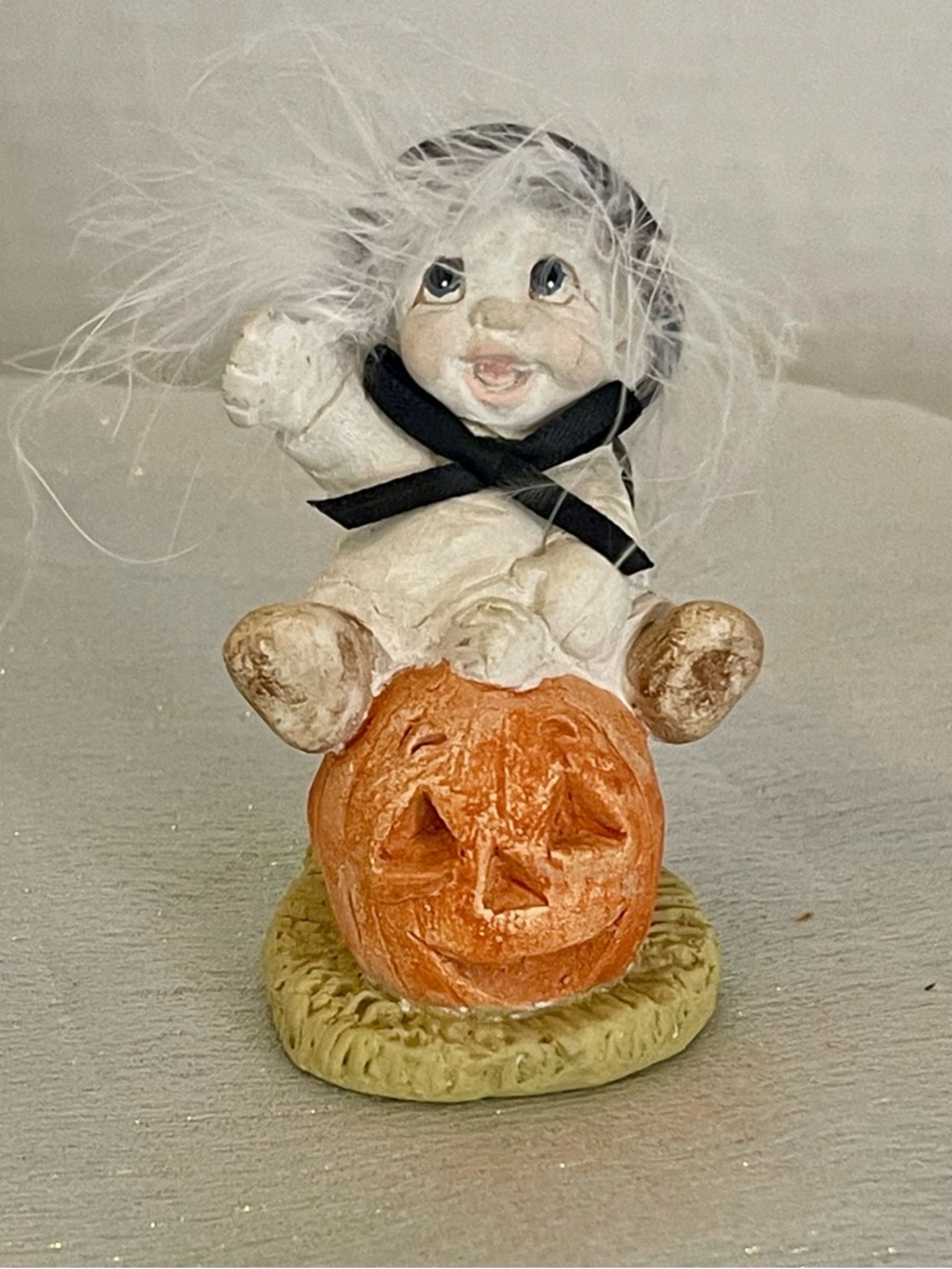 Dreamsicles Halloween
Miniature Ghost Witch 3" sitting on pumpkin 
Rare
